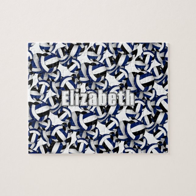 girls boys blue black volleyball team colours jigsaw puzzle (Horizontal)
