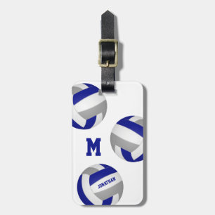 girls boys blue grey volleyball team colours gifts luggage tag