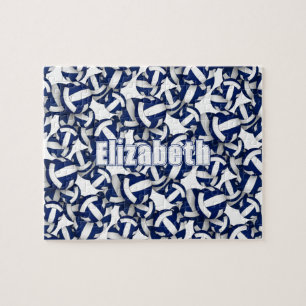 girls boys blue white volleyball team colours jigsaw puzzle