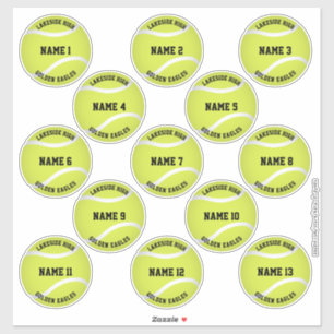 girls boys custom players names tennis stickers