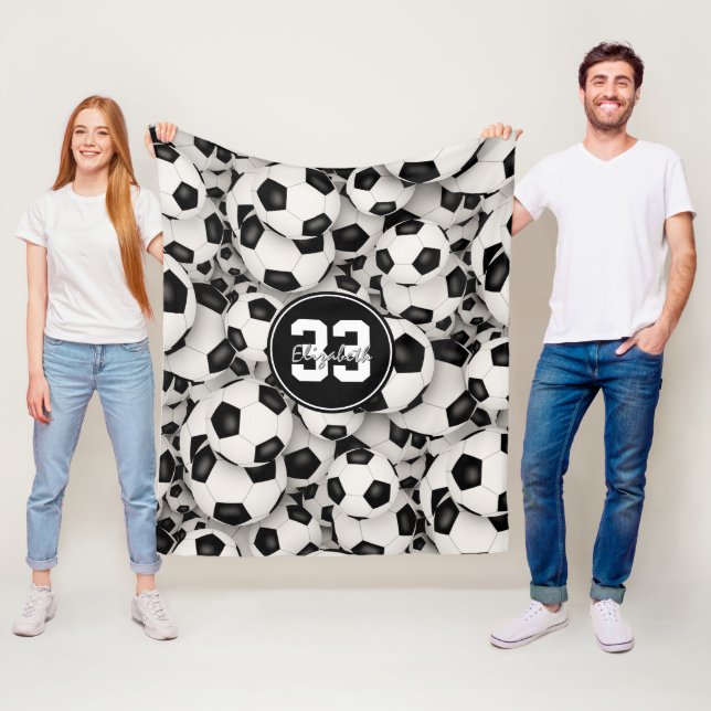 girls boys endless soccer balls pattern fleece blanket (In Situ)