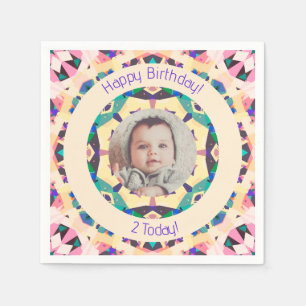 Girls Boys Happy Birthday Star Custom Age Photo Napkin