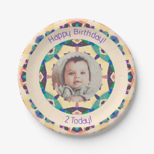 Girls Boys Happy Birthday Star Custom Age Photo Paper Plate