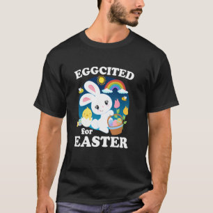 Girls Boys Kids Eggcited for Easter Bunny Egg Hunt T-Shirt