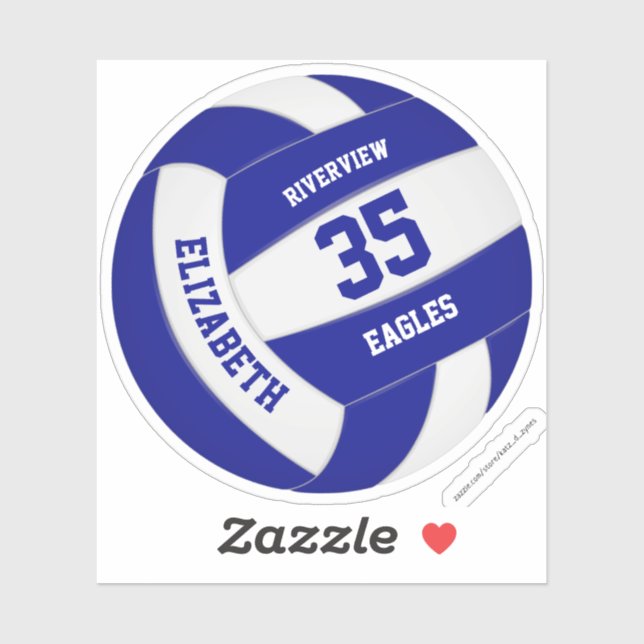 girls boys personalised blue white volleyball (Sheet)