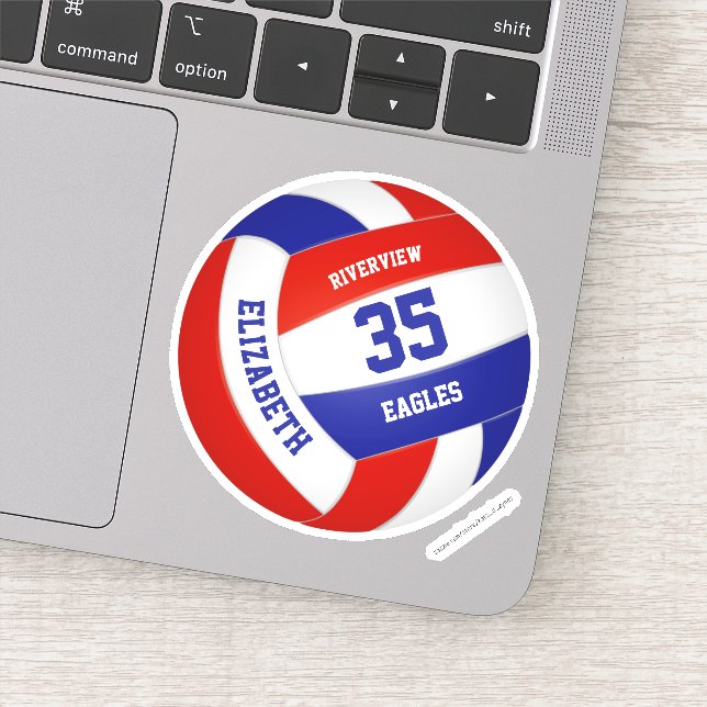 girls boys red white blue team colours volleyball (Detail)