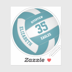 girls boys simple teal white volleyball
