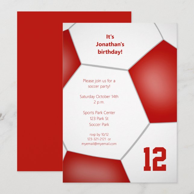 girls boys soccer birthday sports party invitation (Front/Back)