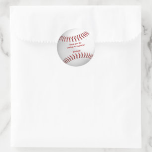 girls boys softball baseball party thank you classic round sticker