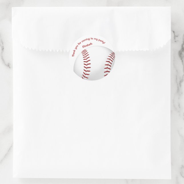 girls boys softball baseball party thank you classic round sticker (Bag)