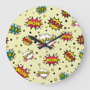 Girls Boys Vintage Patch Art Large Clock