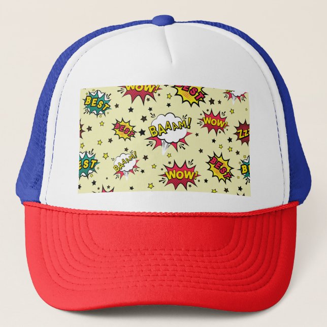Girls Boys Vintage Patch Art Trucker Hat (Front)