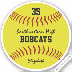 girls bright yellow softball custom team name