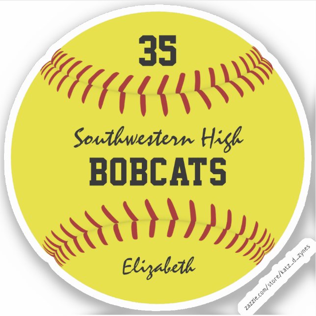 girls bright yellow softball custom team name  (Front)