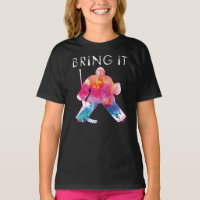 Girls Bring It Hockey Goalie Watercolor Dark