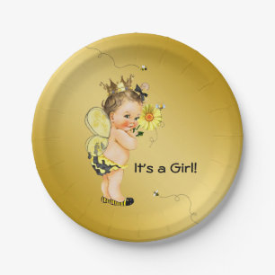 Girls Bumble Bee Baby Shower Paper Plate