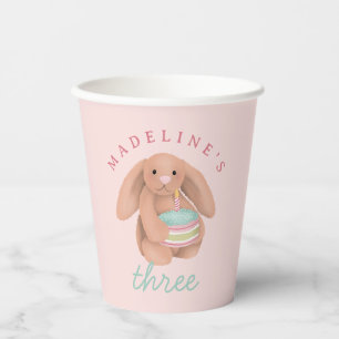 Girls Bunny and Cake Girls Cute Birthday  Paper Cups