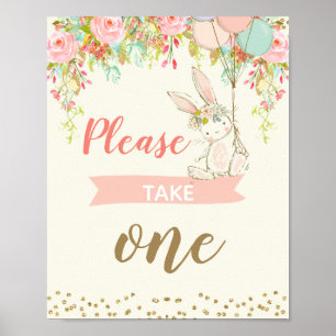 Girls Bunny Favour Sign 8x10 inch