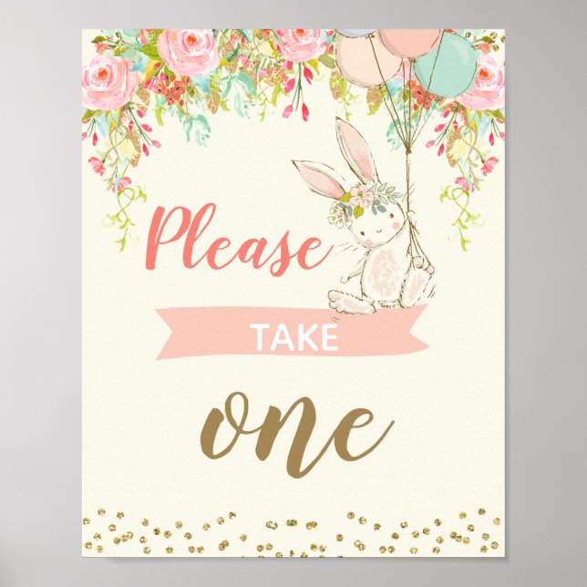 Girls Bunny Favour Sign 8x10 inch (Front)