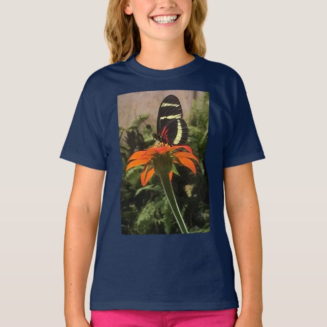 Girl's butterfly on flower shirt (Front)