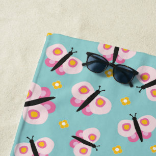 Girls Butterfly Pattern Beach Towel