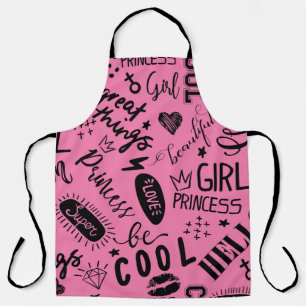 Girls Calligraphic: Seamless Fashion Pattern Apron