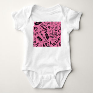 Girls Calligraphic: Seamless Fashion Pattern Baby Bodysuit