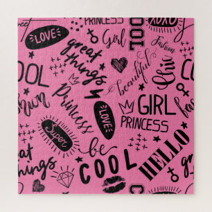 Girls Calligraphic: Seamless Fashion Pattern Jigsaw Puzzle