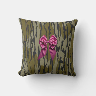 Girls Camo Pink Ribbon Bow Bottom Lands Camo Cushion