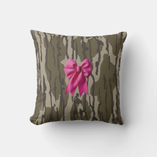 Girls Camo Pink Ribbon Bow Bottom Lands Camo Cushion