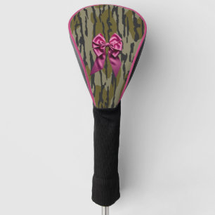 Girls Camo Pink Ribbon Bow Bottom Lands Camo Golf Head Cover