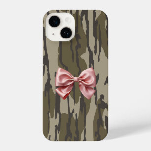 Girls Camo Pink Ribbon Bow Bottom Lands Camo iPhone 14 Case