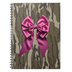 Girls Camo Pink Ribbon Bow Bottom Lands Camo Notebook