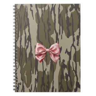 Girls Camo Pink Ribbon Bow Bottom Lands Camo Notebook