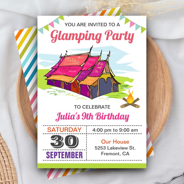 Girls Camp Out Glamping Birthday Party Invitation (Creator Uploaded)