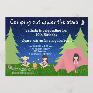 Girls Camping Birthday Invitation