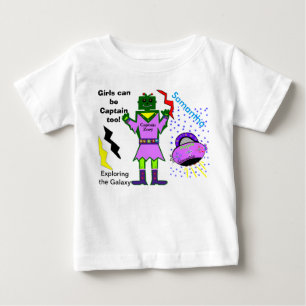 Girls Can Be Captain Too Robot Spaceship Baby T-Shirt