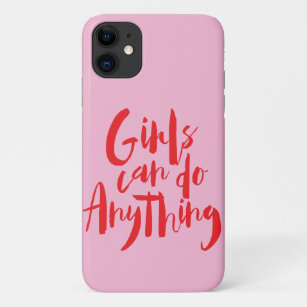 Girls can do anything, in red and pink, feminism Case-Mate iPhone case