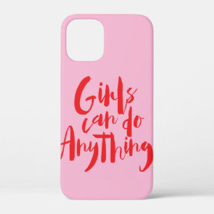 Girls can do anything, in red and pink, feminism Case-Mate iPhone case