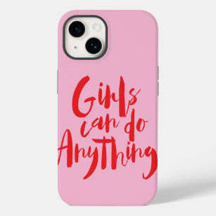 Girls can do anything, in red and pink, feminism Case-Mate iPhone 14 case