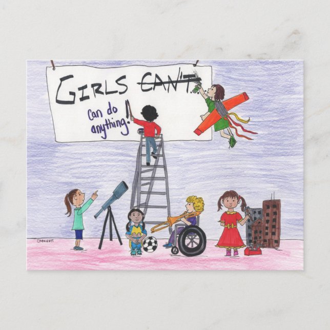 Girls Can Do Anything! Postcard (Front)