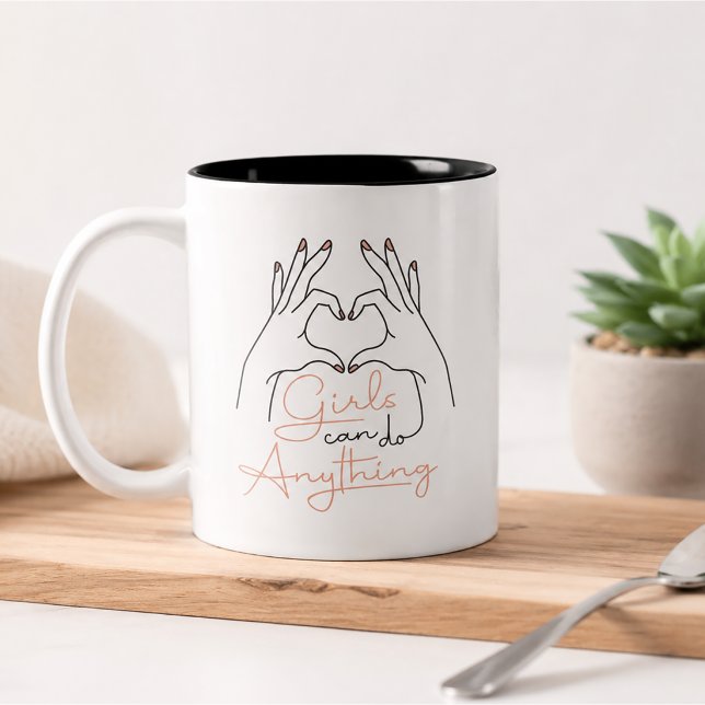 Girls Can Do Anything Two-Tone Coffee Mug (Girls can do Anything Mug)