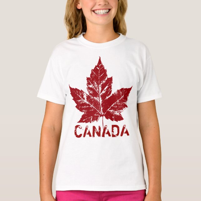 Girls Canada T-shirt  Cool Canada Souvenir Shirts (Front)