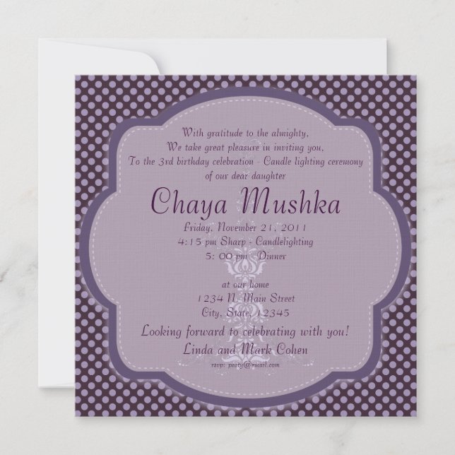 Girls Candlelighting Ceremony Invitation (Front)