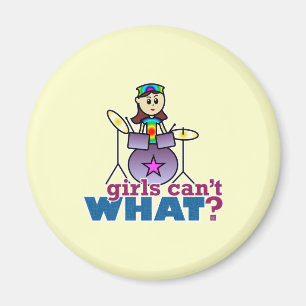 Girls Can't WHAT? Drummer Girl Logo Magnet