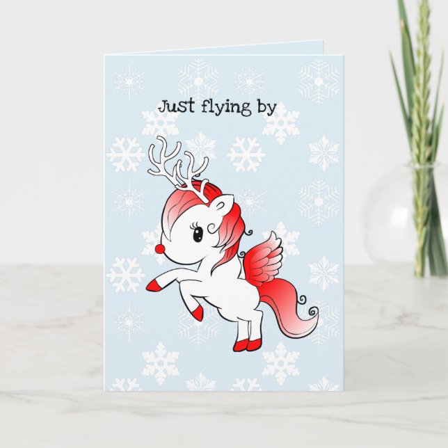 Girls Cartoon Rudolph the Reindeer Christmas Card (Front)