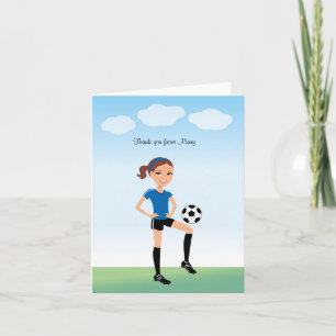 Girl's Cartoon Soccer Folded Card