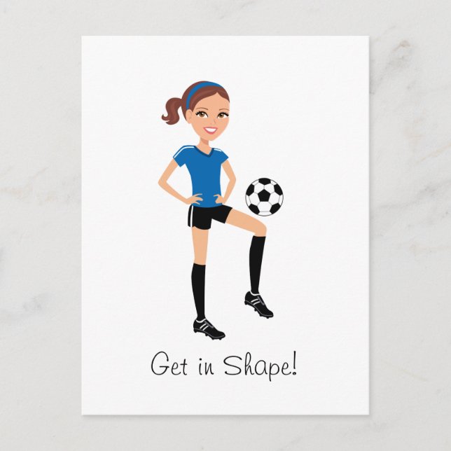 Girl's Cartoon Soccer Folded Card (Front)