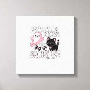 Girls Cat Pink Halloween Squishy We All Dream Of S Canvas Print