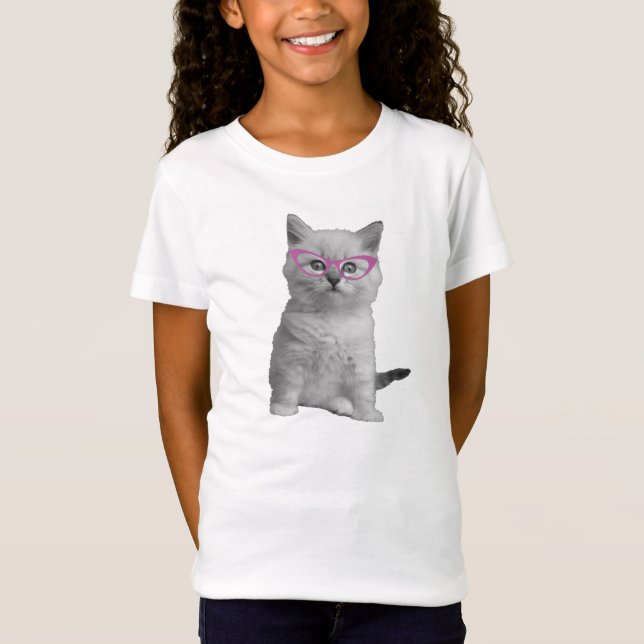 Girls Cat with Glasses Shirt (Front)